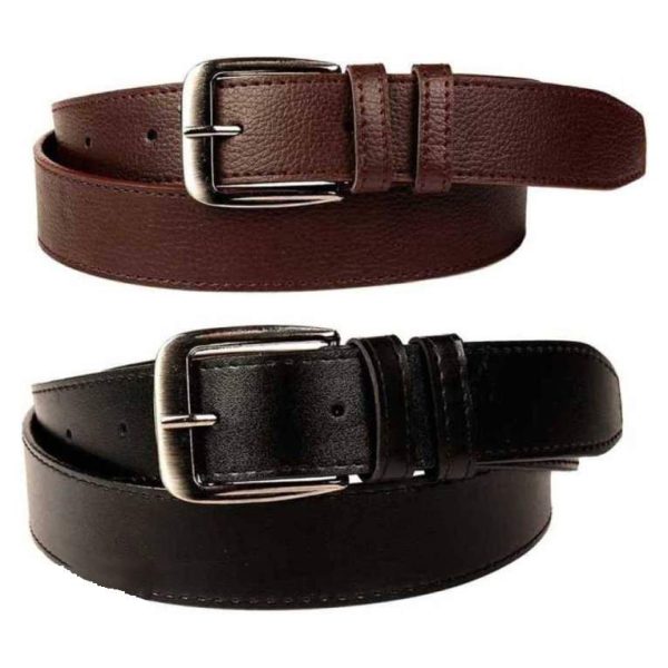 Combo of 2 Artificial Leather Formal Belts for Men